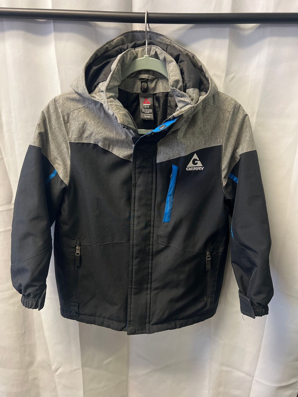 Gerry Hooded Winter Jacket Size S 7/8 Black Gray Blue Insulated Coat